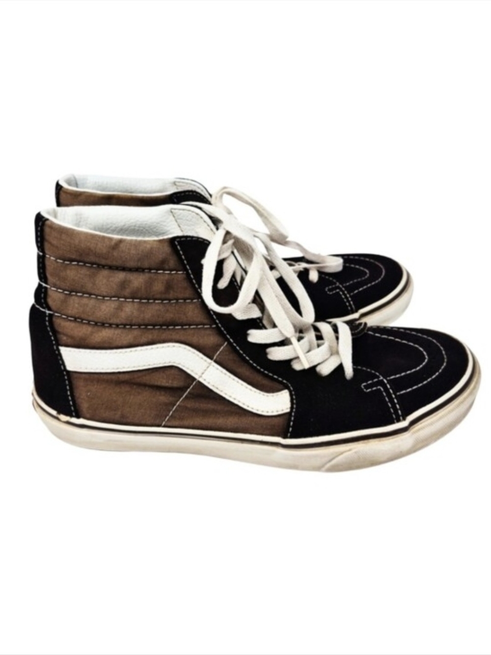 Vans Sk8-Hi Men’s 9 Women’s 10.5 Black Brown High Top Skate Sneakers